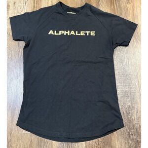 Alphalete Shirt Mens Large Black Stretch Spell Out Graphic T-Shirt Performance